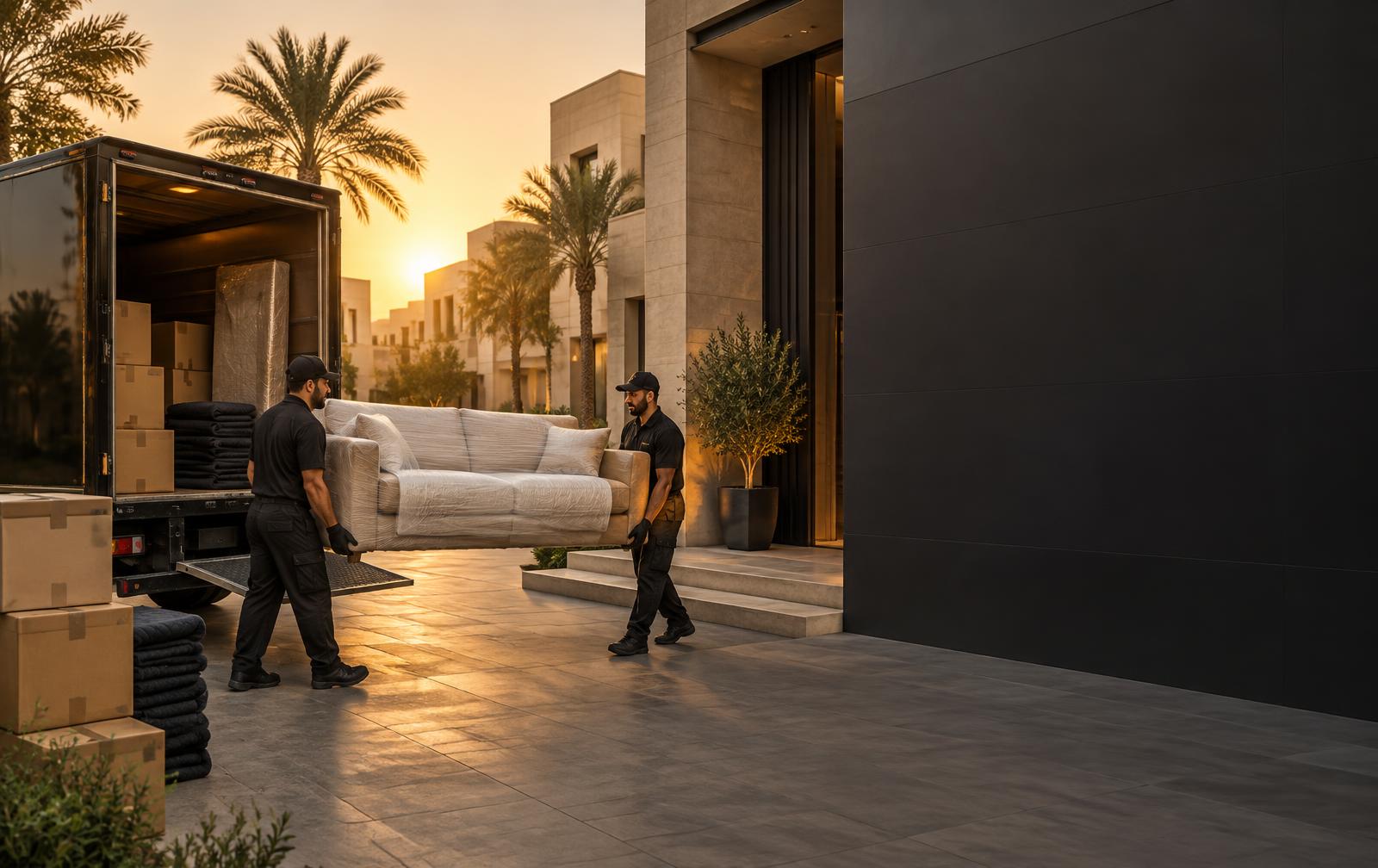 فريق شركة ذوم ينقل الأثاث بعناية في الرياض